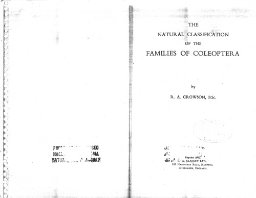 The Natural Classification of the families of Coleoptera