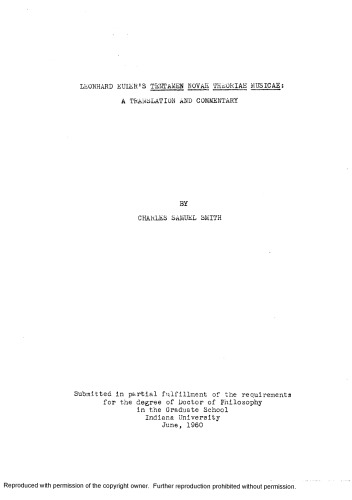 [Dissertation] Leonhard Euler's Tentamen novae theoriae musicae: A Translation and Commentary