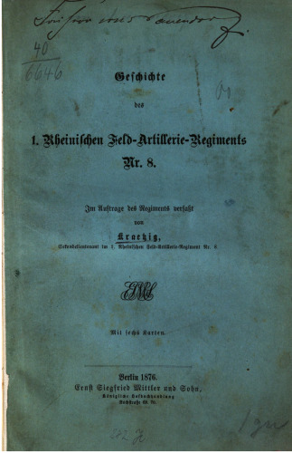 Geschichte des 1. Rheinischen Feld-Artillerie-Regiments Nr. 8
