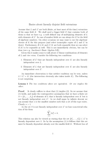 Basics about linearly disjoint field extensions