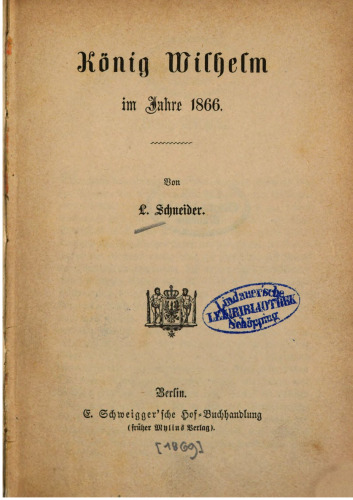 König Wilhelm im Jahre 1866