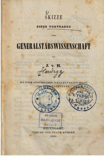 Skizze eines Vortrages über Generalstabswissenschaft