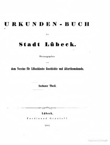 Urkundenbuch der Stadt Lübeck