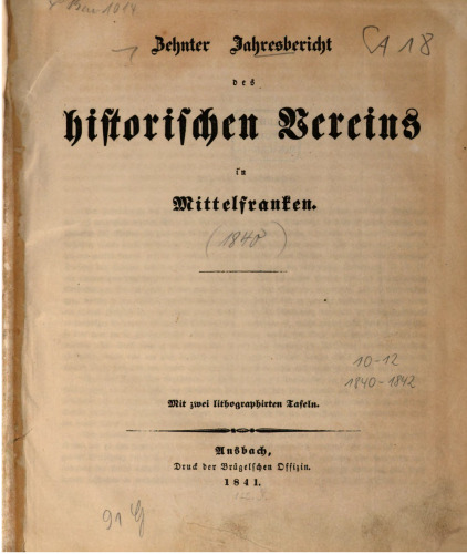 Jahresbericht des Historischen Vereins in Mittelfranken