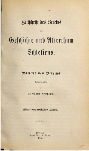 Zeitschrift des Vereins für Geschichte und Altertum Schlesiens
