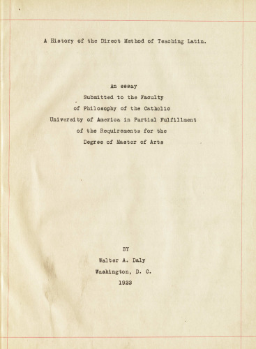 History of the Direct Method of Teaching Latin