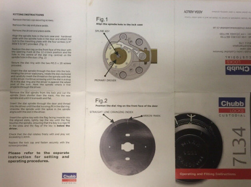 Manifoil MKVIII 7L34 MK8 Combination Lock Operating Instructions