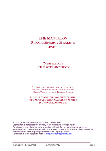 The manual on pranic energy healing level 1