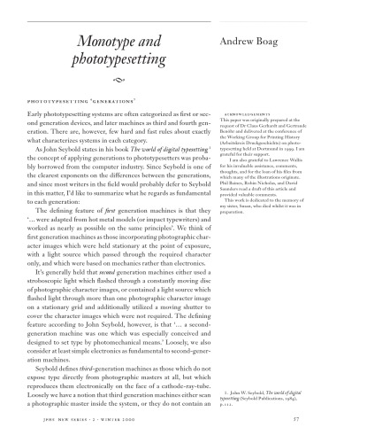 Monotype and Phototypesetting