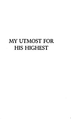 My Utmost for His Highest