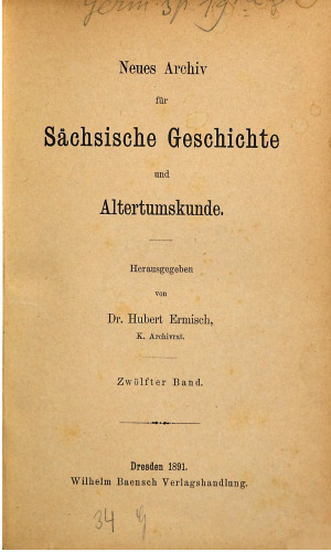 Neues Archiv für Sächsische Geschichte und Altertumskunde