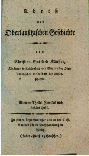 Abriß der Oberlausitzischen Geschichte