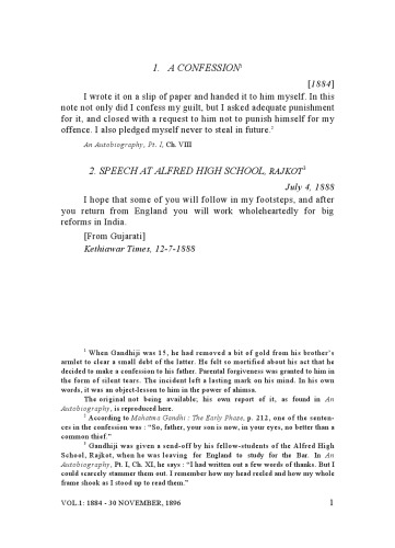The Complete Works of Mahatma Gandhi Volume 1
