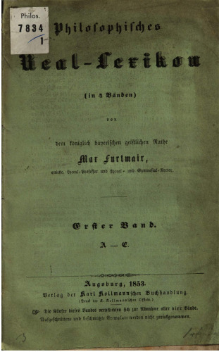 Philosophisches Real-Lexikon (in vier Bänden)
