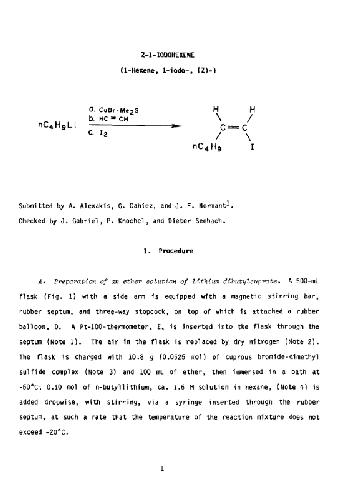 Organic Syntheses An annual publication of satisfactory methods