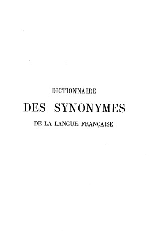 Dictionnaire des synonymes de la langue française
