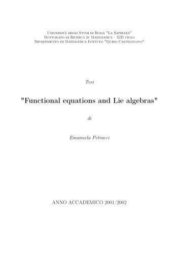 Functional equations and Lie algebras