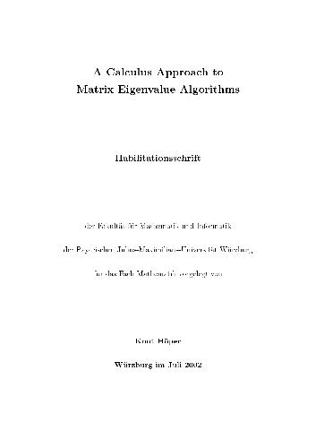 Calculus approach to matrix eigenvalue algorithms