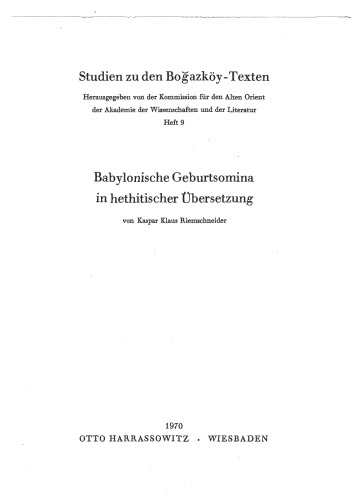 Babylonische Geburtsomina in hethitischer Übersetzung