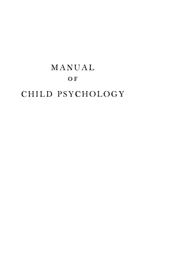 Manual of child psychology