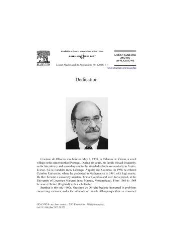 Linear Algebra and its Applications. Volume 401