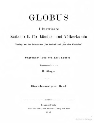 Globus. Illustrierte Zeitschrift für Länder- und Völkerkunde