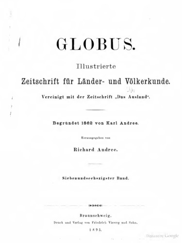 Globus. Illustrierte Zeitschrift für Länder- und Völkerkunde