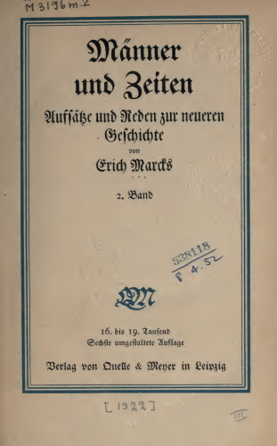 Männer und Zeiten: Aufsätze und Reden zur neueren Geschichte