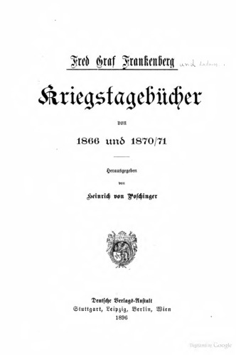 Kriegstagebücher von 1866 und 1870/71