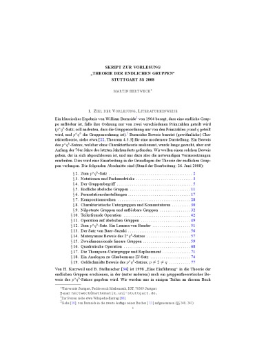 Skript zur Vorlesung "Theorie der endlichen Gruppen", Stuttgart, SS 2008