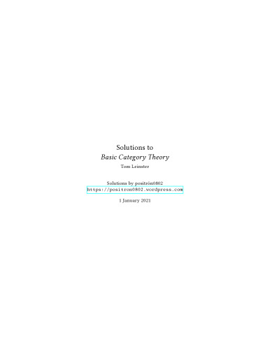 Solutions to "Basic Category Theory" by Tom Leinster