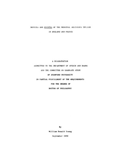 Devices and ’Feintes’ of the Medieval Religious Theatre in England and France