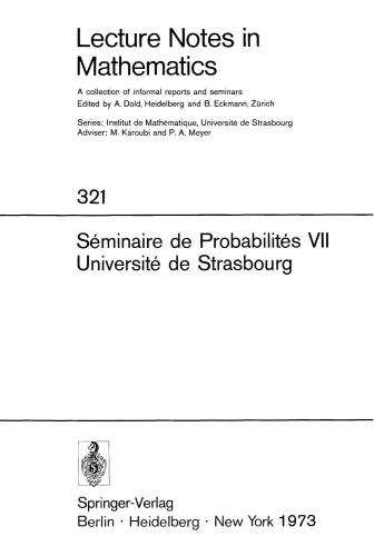 Seminaire de Probabilites VII Universite de Strasbourg