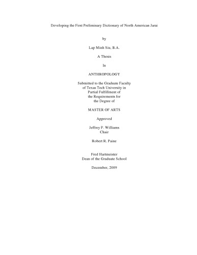 Developing the First Preliminary Dictionary of North American Jarai