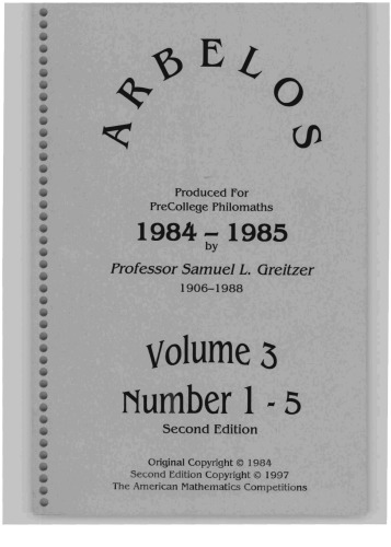 Arbelos Volume 3 (1984-1985)