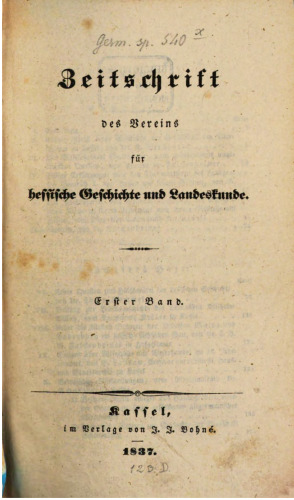 Zeitschrift des Vereins für Hessische Geschichte und Landeskunde
