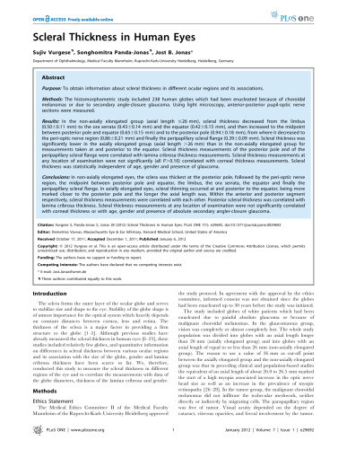 Scleral Thickness in human eyes