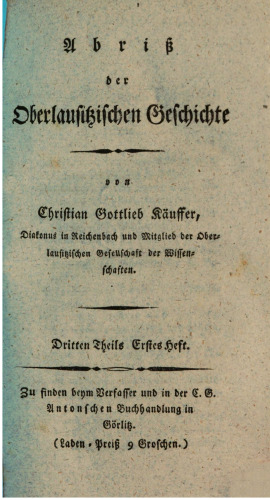 Abriß der Oberlausitzischen Geschichte