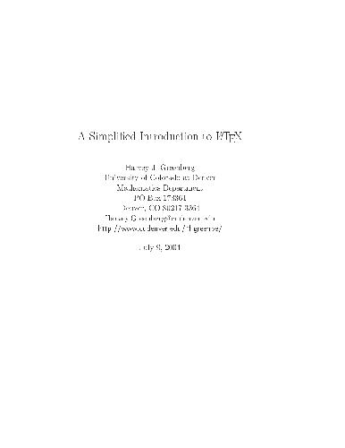 A Simplified Introduction to LaTeX