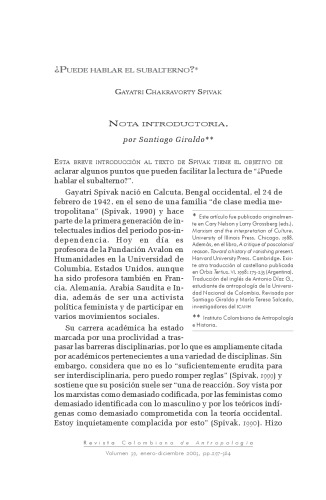 ¿Puede hablar el sujeto subalterno?