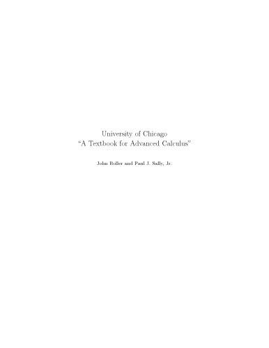A Textbook for Advanced Calculus