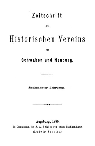 Zeitschrift des Historischen Vereins für Schwaben und Neuburg