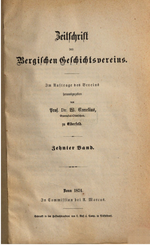 Zeitschrift des Bergischen Geschichtsvereins