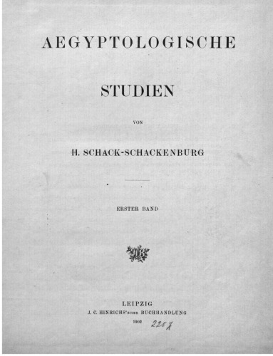 Ägyptologische Studien