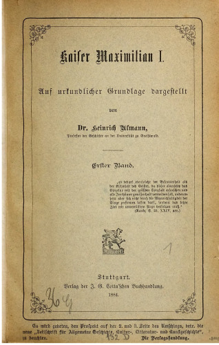 Kaiser Maximilian I. ; auf urkundlicher Grundlage dargestellt