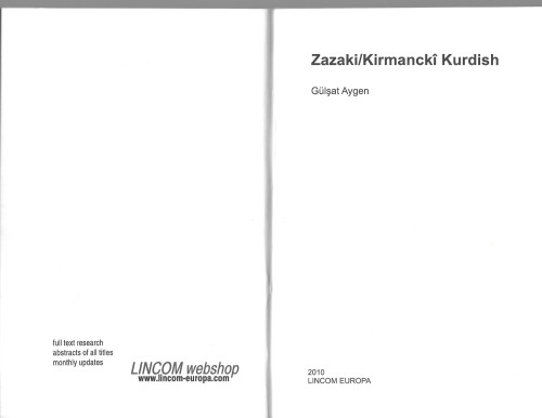 Zazaki/Kirmanckî Kurdish