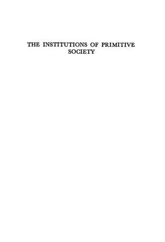 The institutions of primitive society: A series of broadcast talks