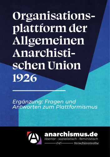 Organisationsplattform der Allgemeinen Anarchistischen Union 1926