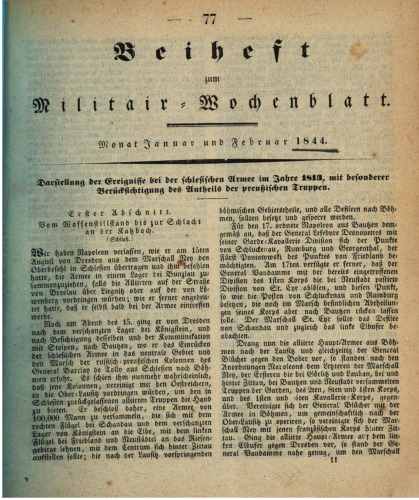 Beiheft zum Militär-Wochenblatt