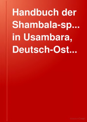 Handbuch der Shambala-Sprache in Usambara, Deutsch-Ostafrika